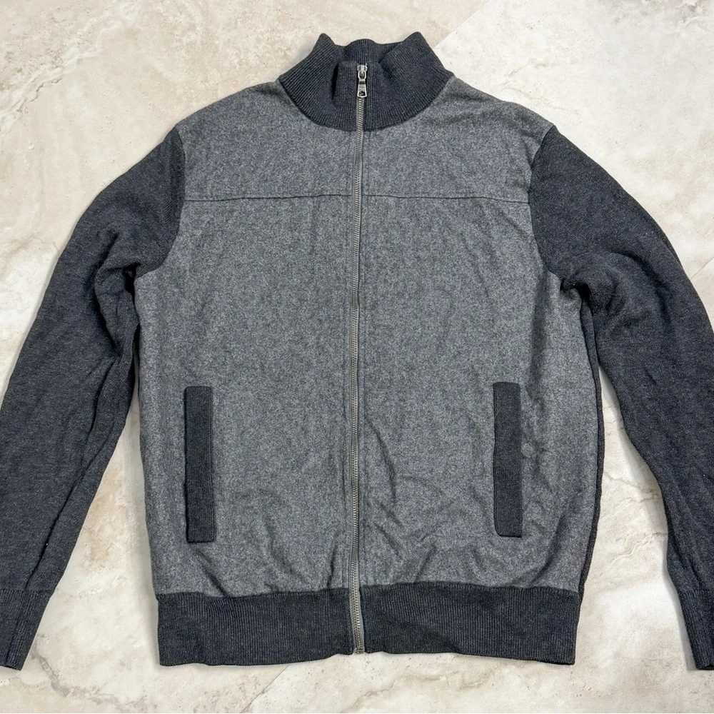 Banana Republic Men’s Sweater Size L Classic Knit Full Zip Casual Gray Preppy